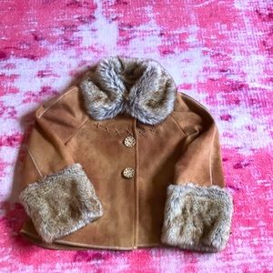 Tasha Polizzi faux fur and suede brown coat/jacket (m)
